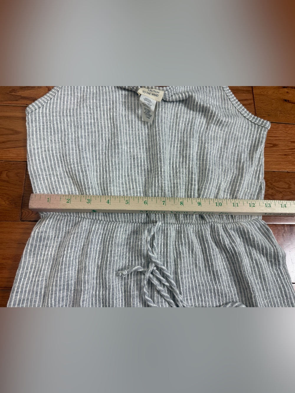 Caution to the Wind Grey/White Striped Lightweight Sleeveless Jumpsuit - Picture 5 of 6